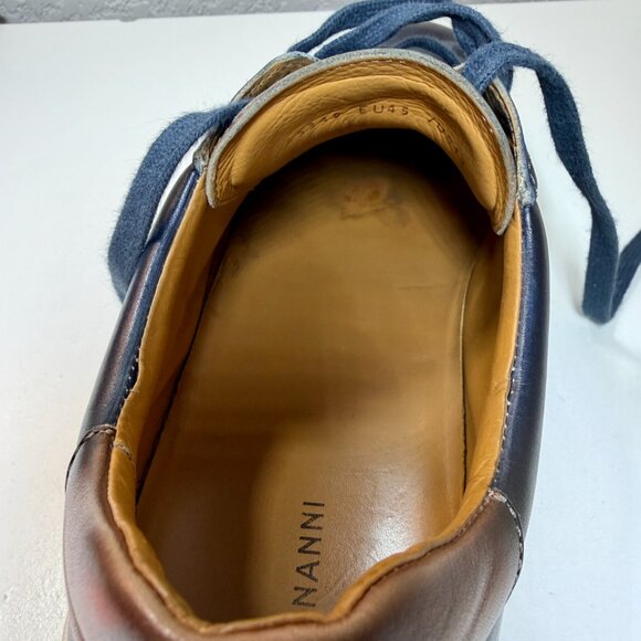 Magnanni "Phoenix” Blue & Brown Luxury Leather Sneakers {Size 12} EUC! MSRP $465 - Picture 13 of 16